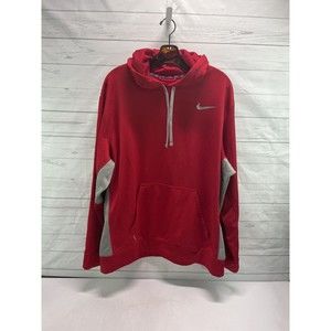 Nike Embroidered Swoosh Logo Hoodie Pull Over (Men's XXL) Red Gray Therma-Fit